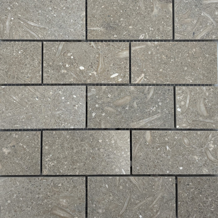 Chateau Green Fossil Limestone Brickbond Mosaic