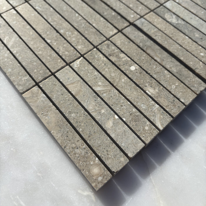 Chateau Green Fossil Limestone Small Kitkat Mosaic