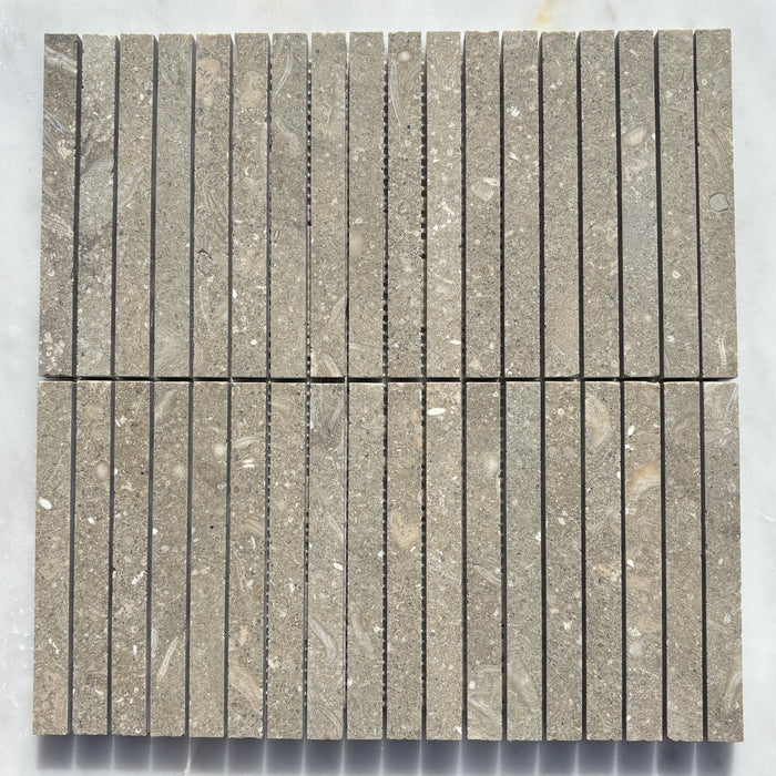 Chateau Green Fossil Limestone Large Kitkat Mosaic 15x150x10