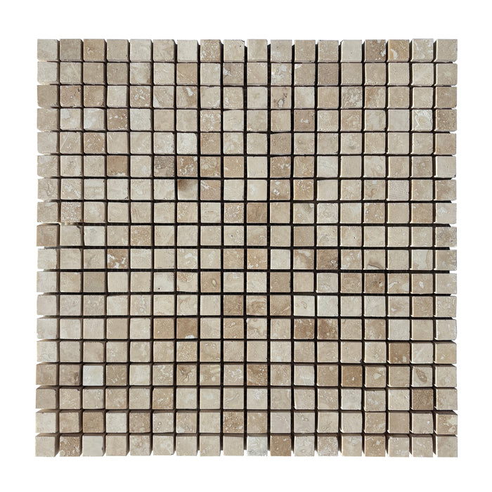 Classic Travertine Mini Square Mosaic Honed & Filled
