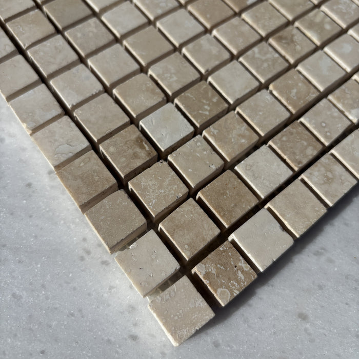 Classic Travertine Mini Square Mosaic Honed & Filled