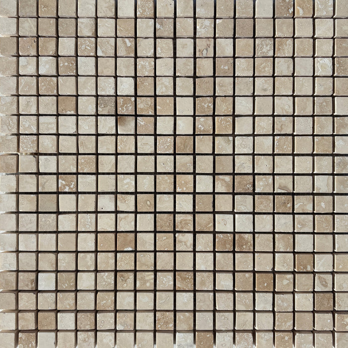 Classic Travertine Mini Square Mosaic Honed & Filled