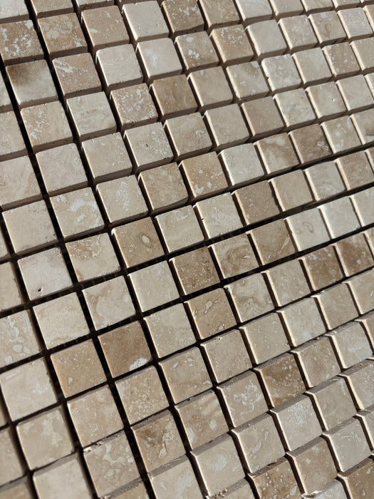 Classic Travertine Mini Square Mosaic Honed & Filled