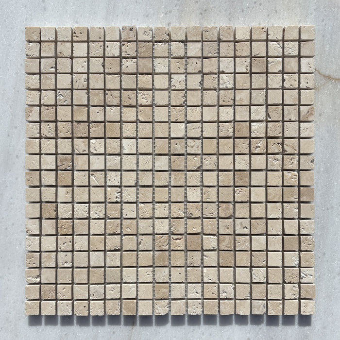 Classic Travertine Mini Square Mosaic Honed & Unfilled