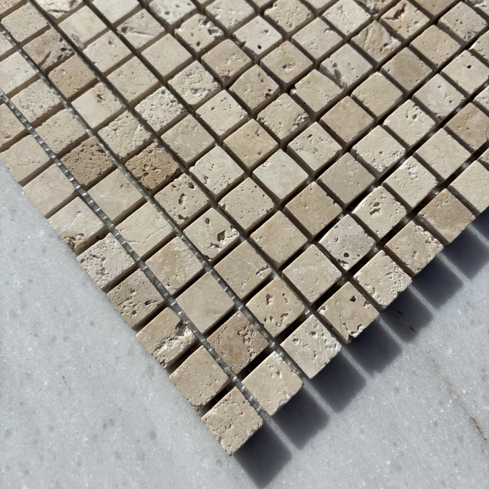 Classic Travertine Mini Square Mosaic Honed & Unfilled
