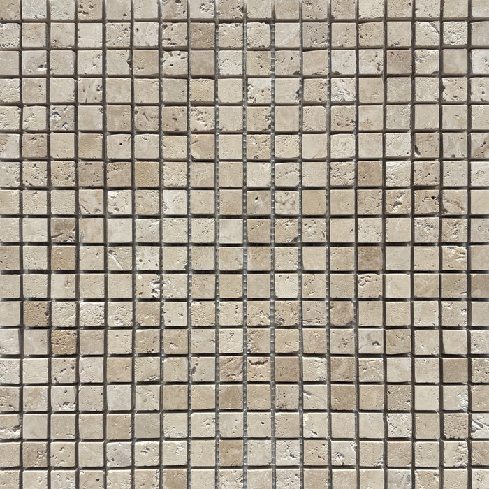 Classic Travertine Mini Square Mosaic Honed & Unfilled