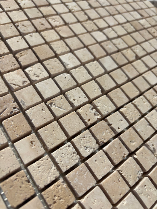 Classic Travertine Mini Square Mosaic Honed & Unfilled