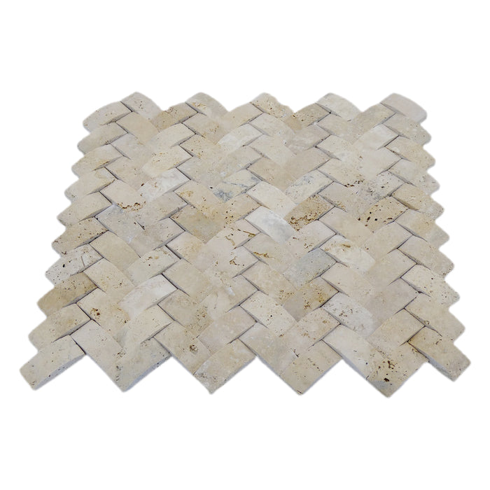 Classic Travertine Convex Herringbone Mosaic