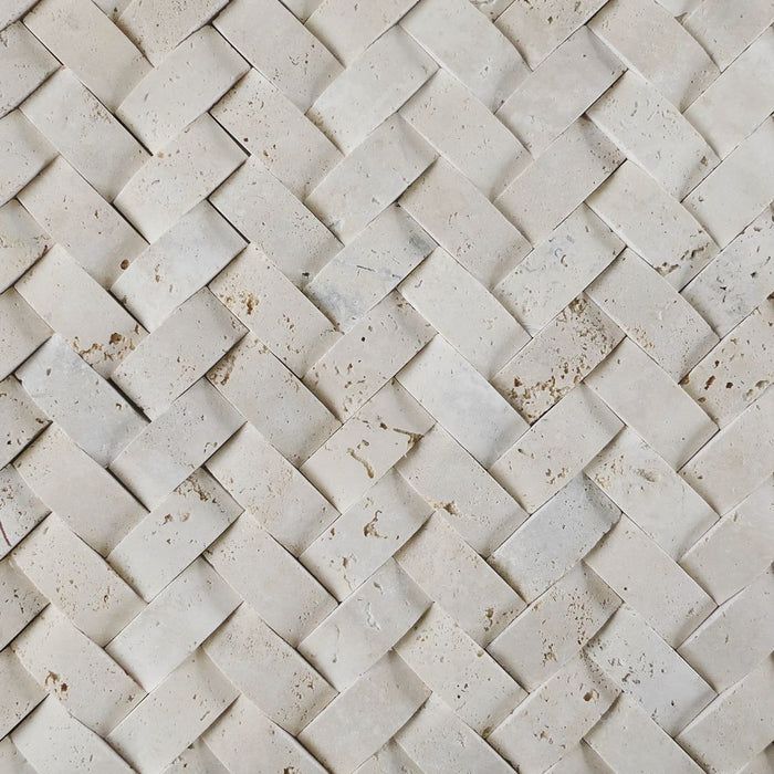 Classic Travertine Convex Herringbone Mosaic