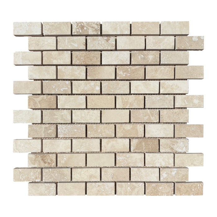 Classic Travertine Mini Brickbond Mosaic Honed & Filled
