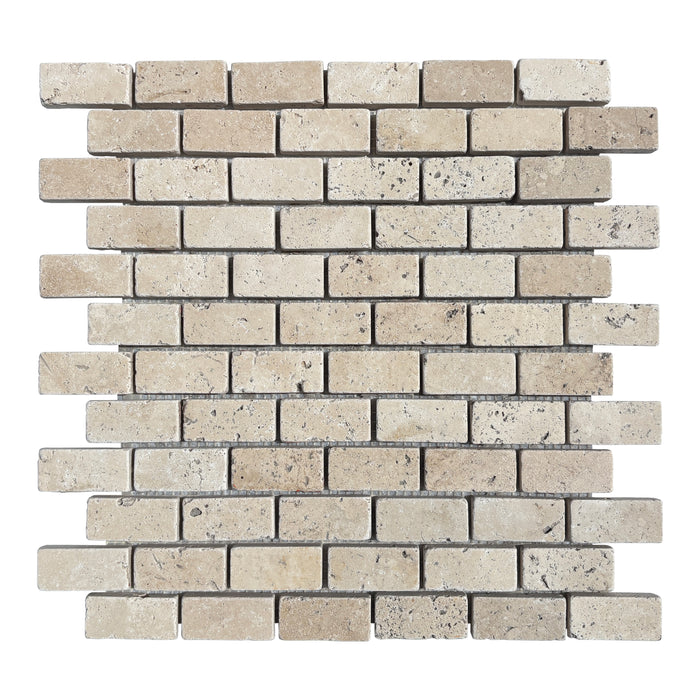 Classic Travertine Brickbond Mosaic 23x48x10 Tumbled