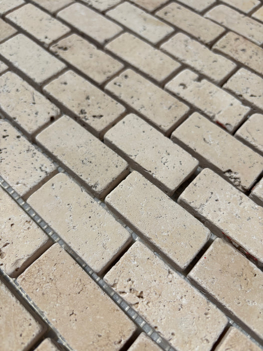Classic Travertine Brickbond Mosaic 23x48x10 Tumbled