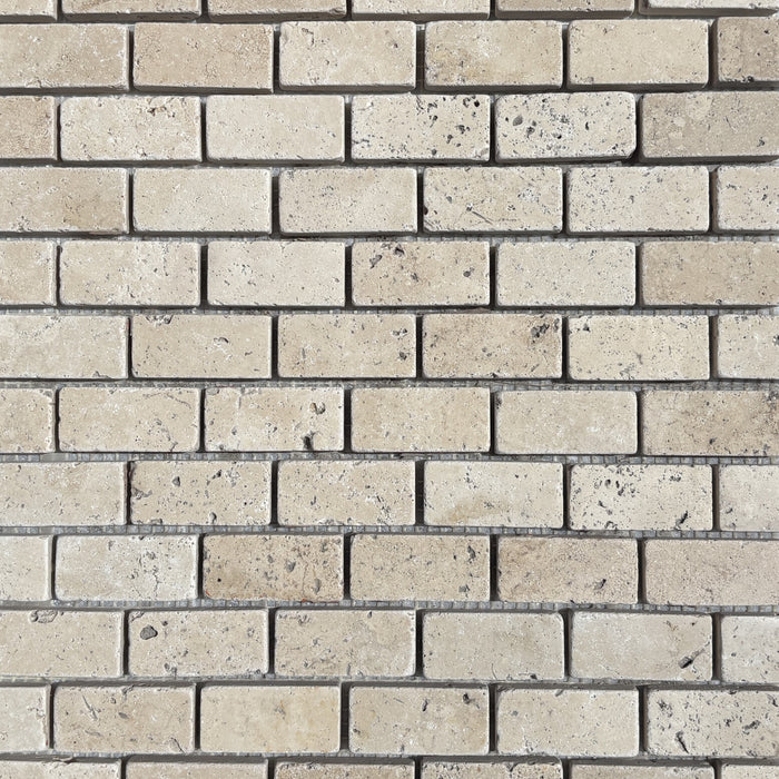 Classic Travertine Brickbond Mosaic 23x48x10 Tumbled