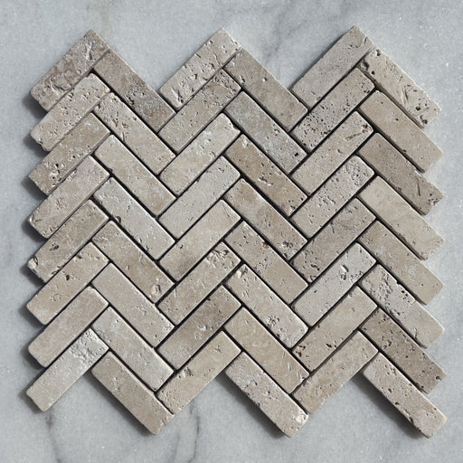 Classic Travertine Herringbone Mosaic 23x75x10