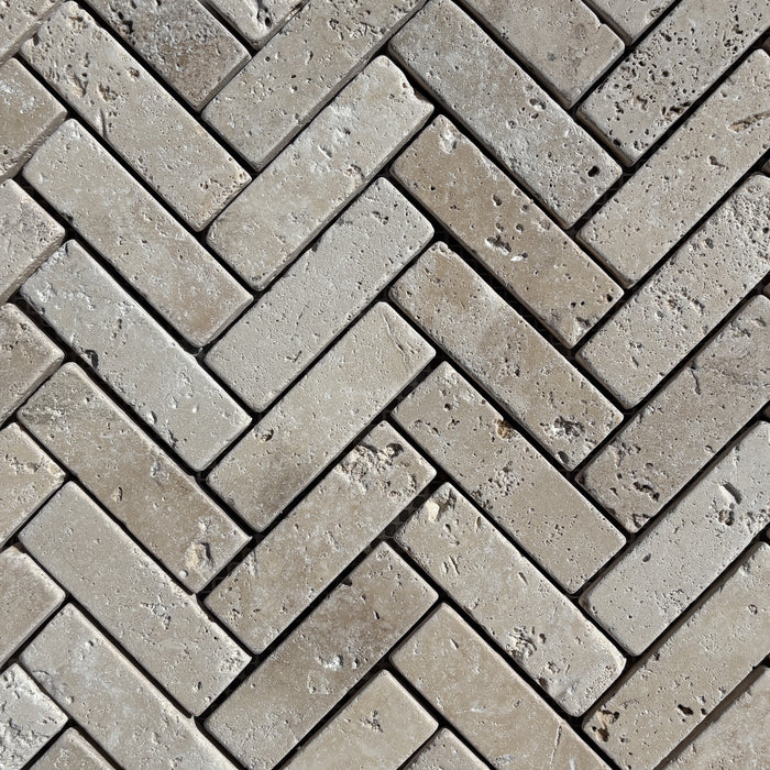Classic Travertine Herringbone Mosaic 23x75x10