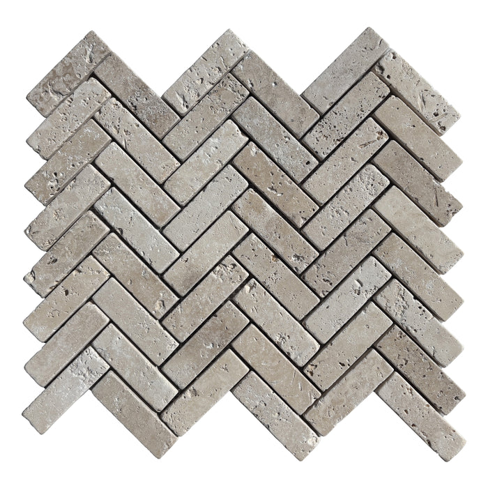 Classic Travertine Herringbone Mosaic 23x75x10