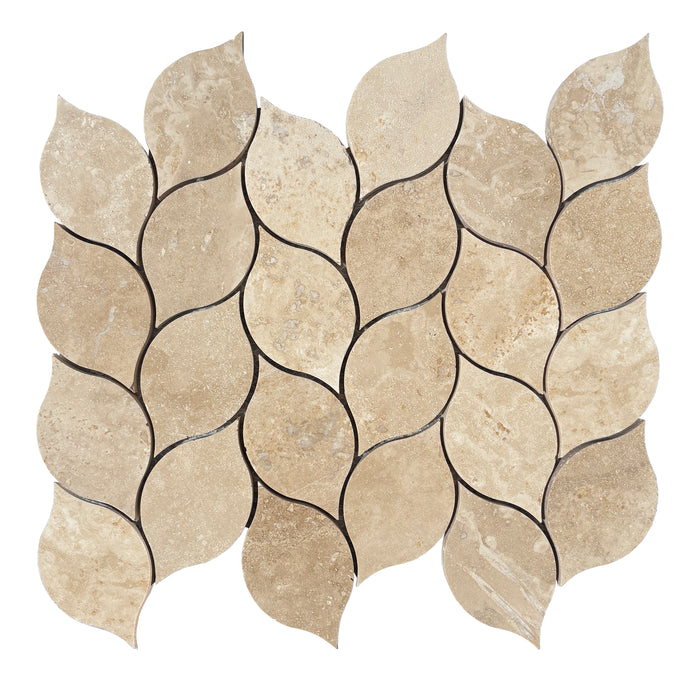 Classic Travertine Leaf Mosaic Honed & Filled