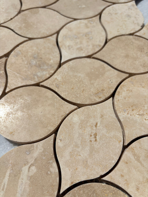Classic Travertine Leaf Mosaic Honed & Filled