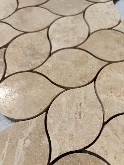 Classic Travertine Leaf Mosaic Honed & Filled