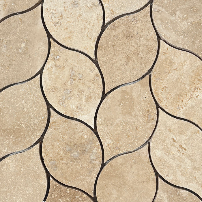 Classic Travertine Leaf Mosaic Honed & Filled