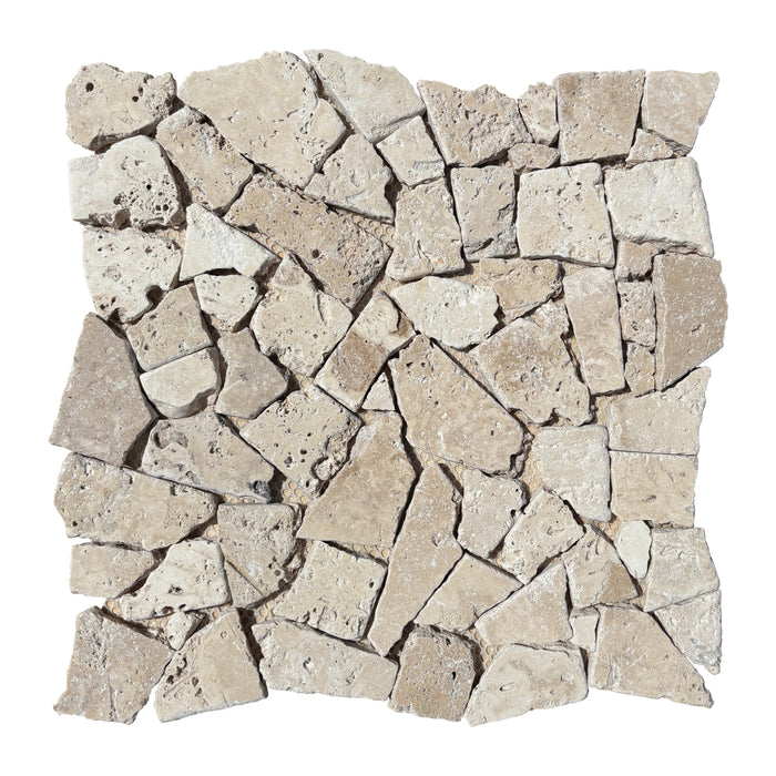 Classic Travertine Mini Crazy Pave Mosaic