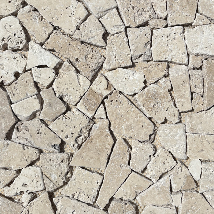 Classic Travertine Mini Crazy Pave Mosaic