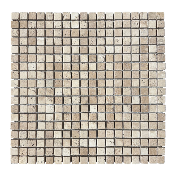 Classic Travertine Mini Square Mosaic Tumbled