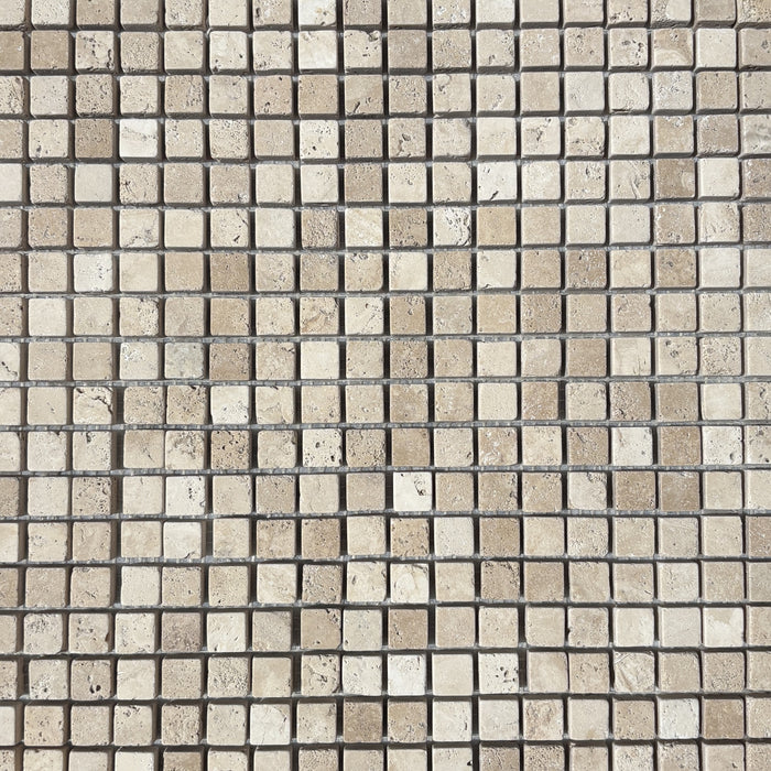 Classic Travertine Mini Square Mosaic Tumbled