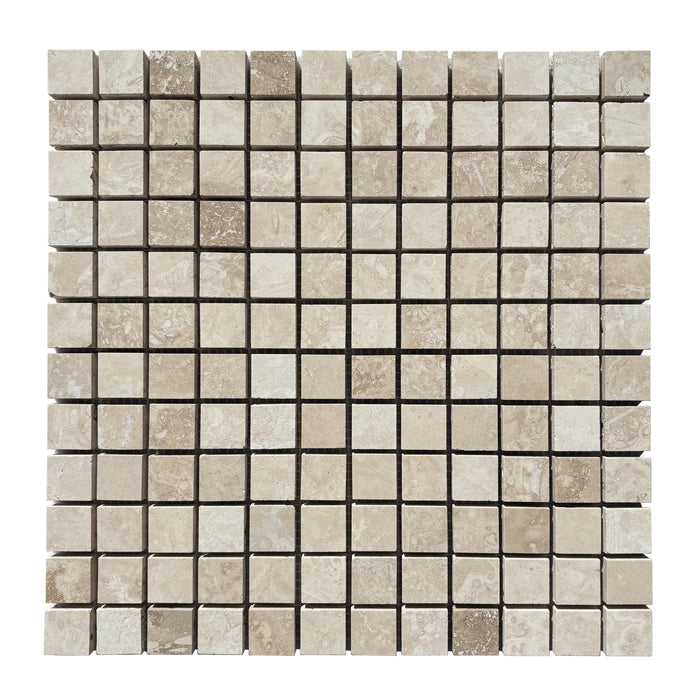 Classic Travertine Small Square Mosaic Honed & Filled