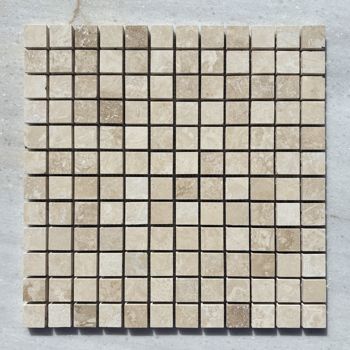 Classic Travertine Small Square Mosaic Honed & Filled