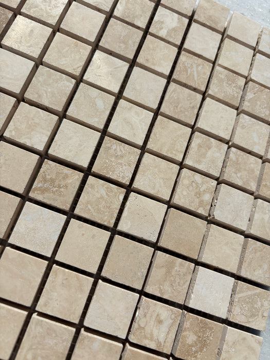 Classic Travertine Small Square Mosaic Honed & Filled