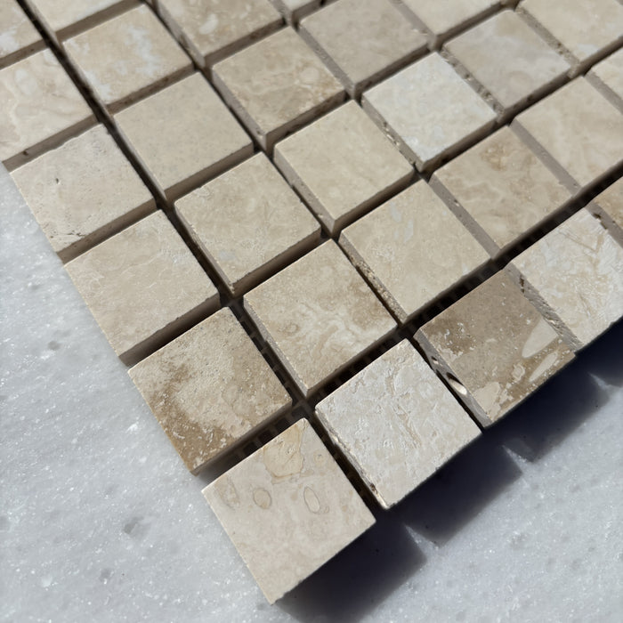 Classic Travertine Small Square Mosaic Honed & Filled