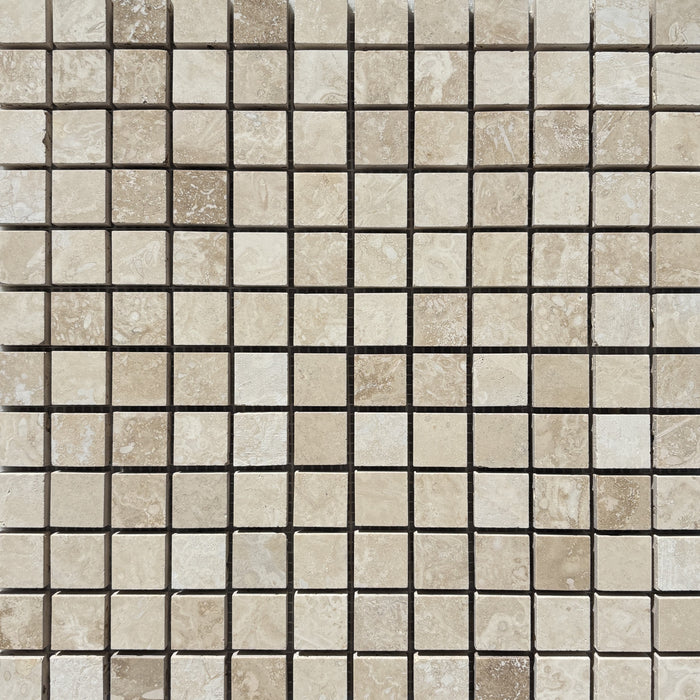 Classic Travertine Small Square Mosaic Honed & Filled