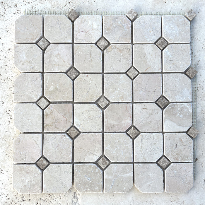 Crema Marfil & Odeon Beige Marble Octagon Mosaic