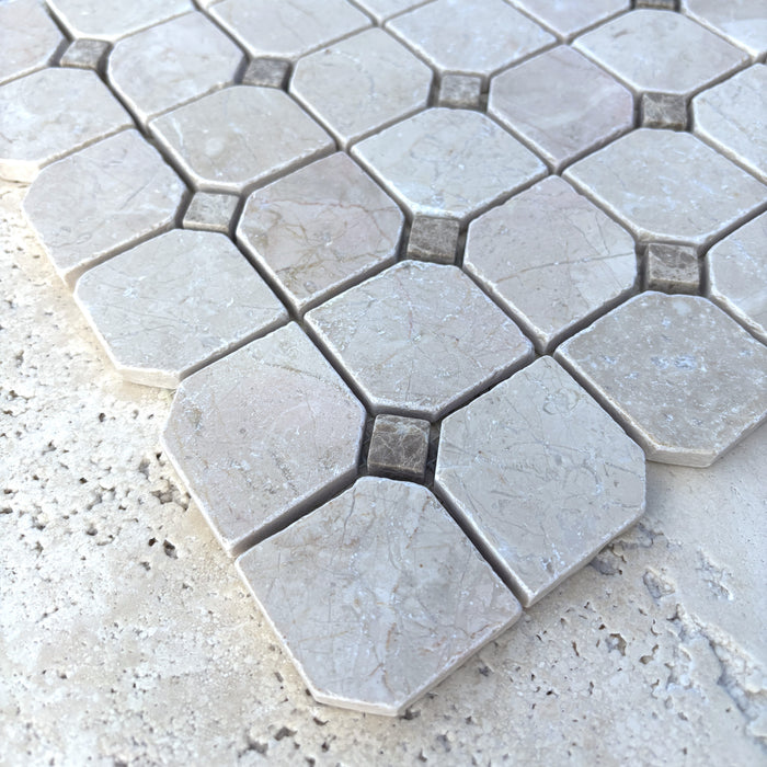 Crema Marfil & Odeon Beige Marble Octagon Mosaic