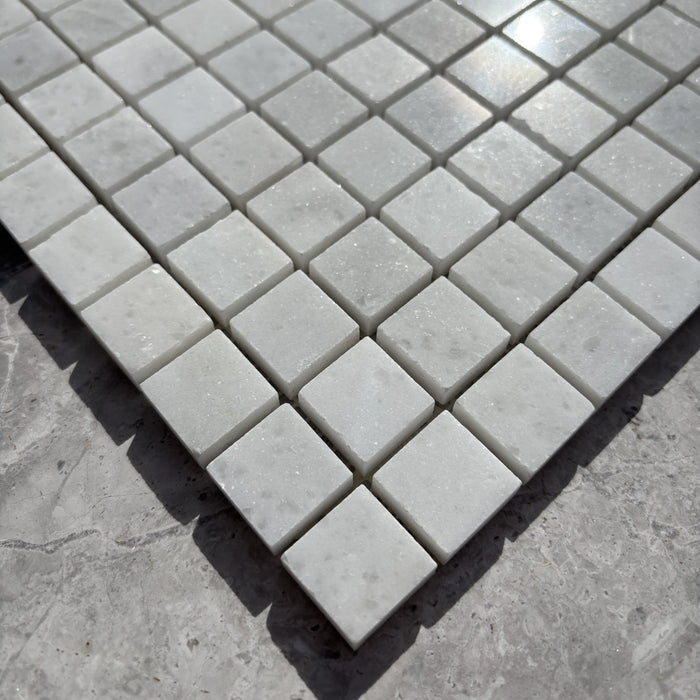 Crystal White Marble Small Square Mosaic 23x23x10 Polished