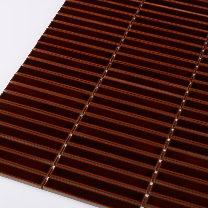 Raku Kitkat Deep Brown Porcelain Mosaic