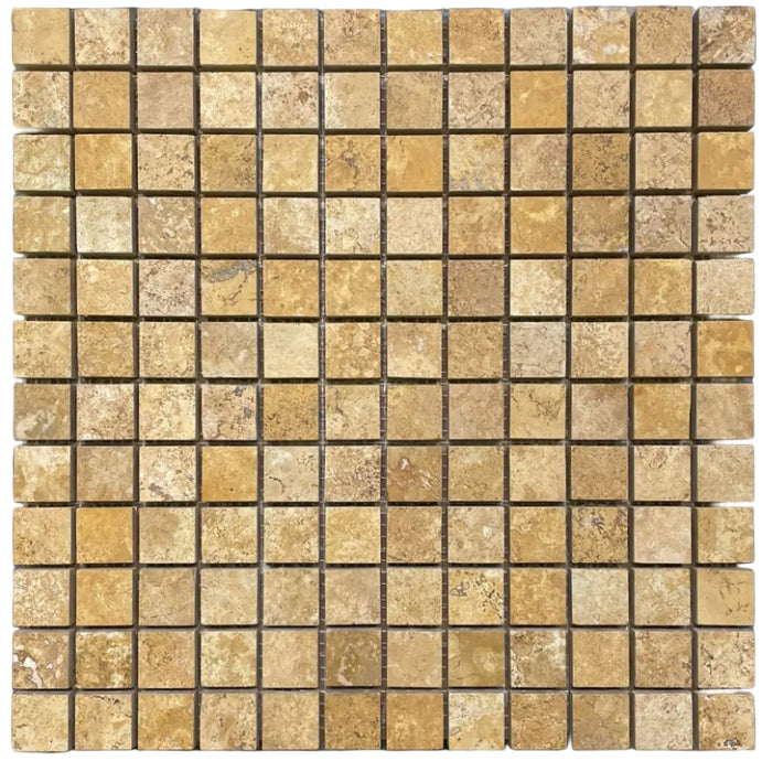 Golden Travertine Small Square Mosaic