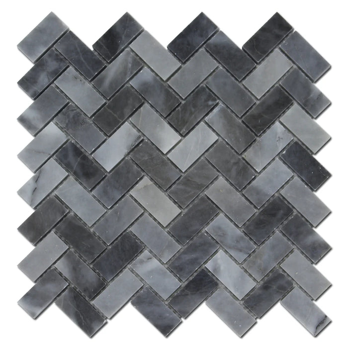 Bardiglio Herringbone Marble Mosaic