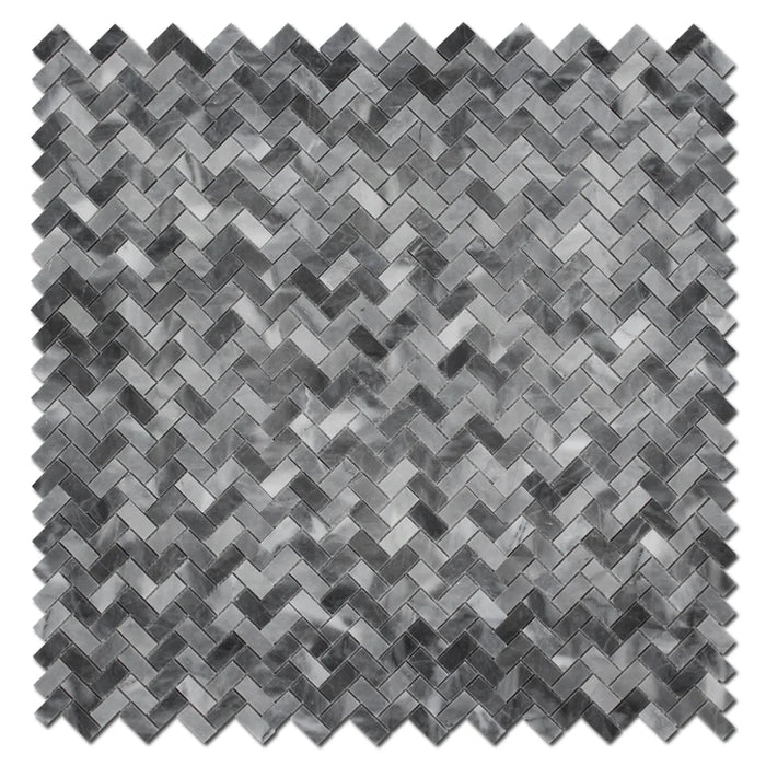 Bardiglio Herringbone Marble Mosaic