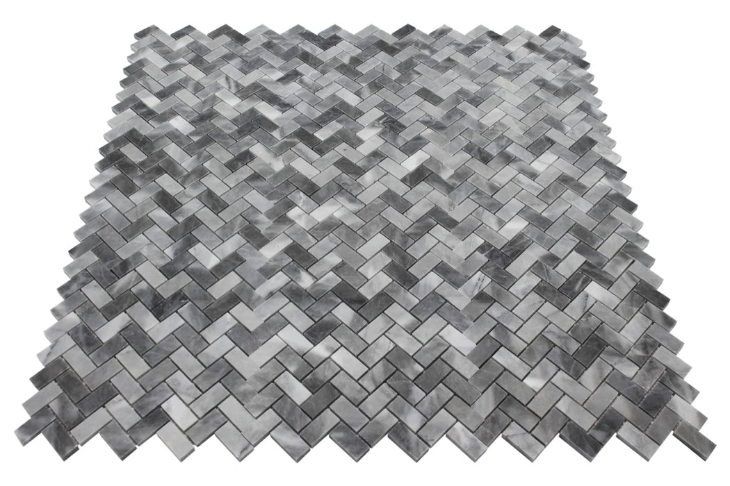 Bardiglio Herringbone Marble Mosaic