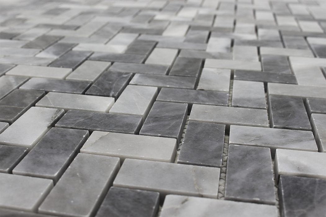 Bardiglio Herringbone Marble Mosaic
