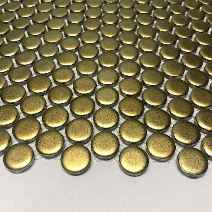 Penny Round Gold Plated Porcelain Mosaic