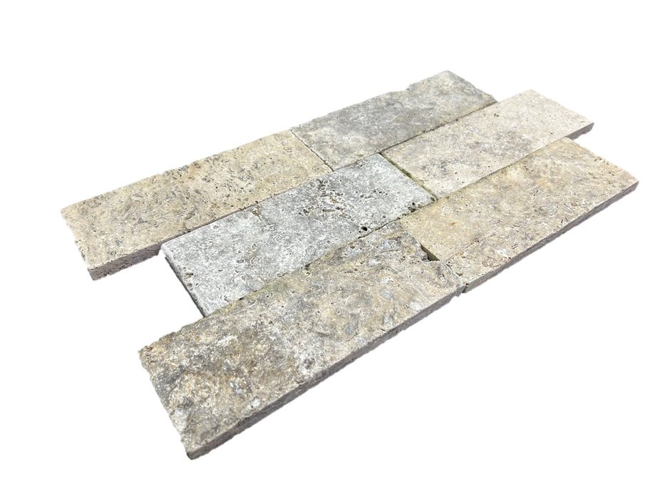 Silver Travertine Subway Tile 75x203x10 Tumbled