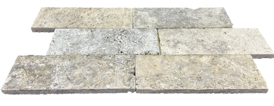 Silver Travertine Subway Tile 75x203x10 Tumbled