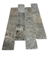 Load image into Gallery viewer, SILVER TRAVERTINE TUMBLED &amp; UNFILLED SUBWAY 75x150x10mm
