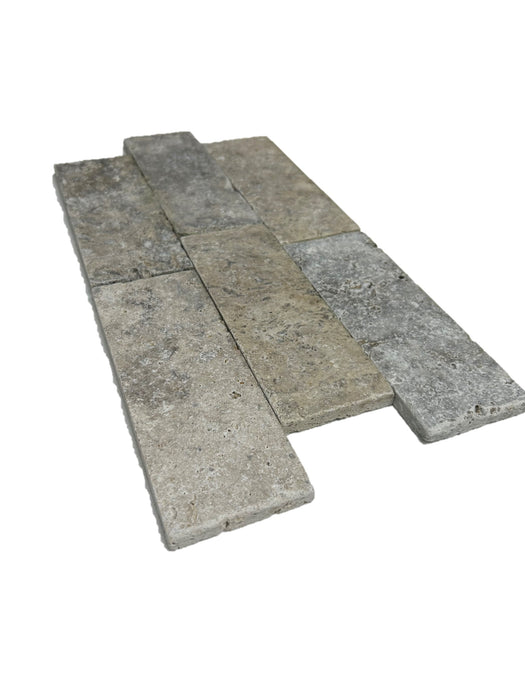 Silver Travertine Subway Tile 75x203x10 Tumbled