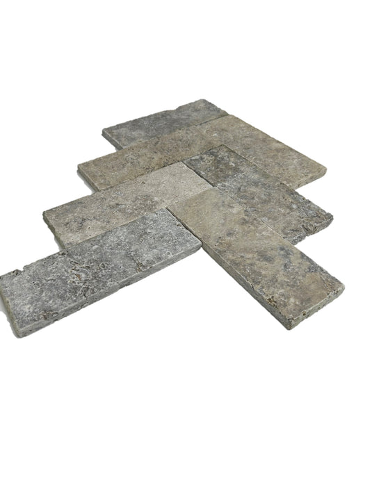 Silver Travertine Subway Tile 75x203x10 Tumbled