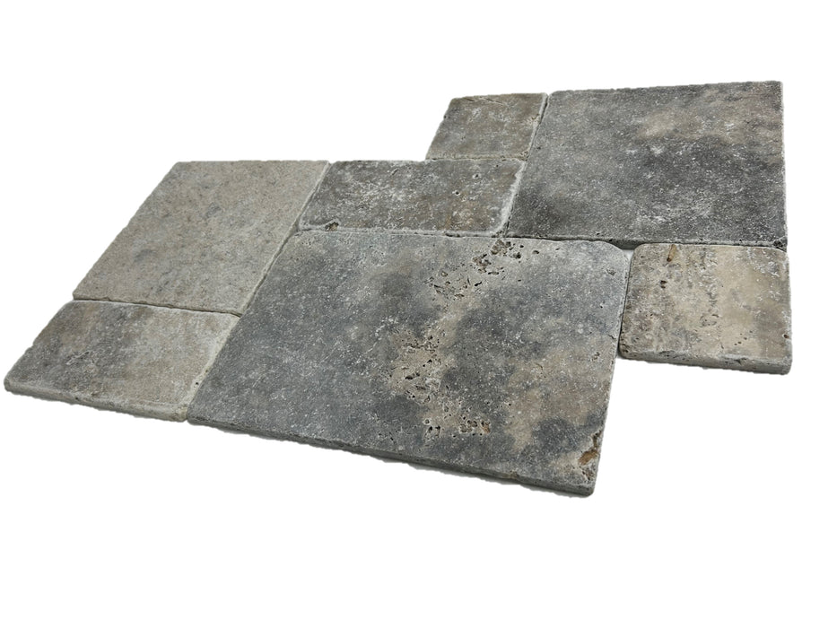 Silver Travertine Tile Medium French Pattern Tumbled