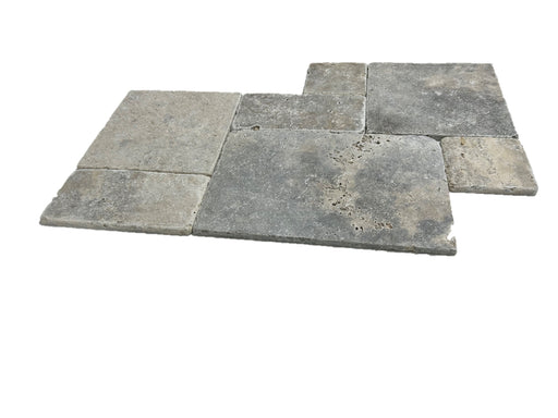 Silver Travertine Tile Medium French Pattern Tumbled
